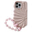 For iPhone 13 Pro Case Seashell Shape Glossy TPU Phone Cover with Bracelet Chain - Pink - 1