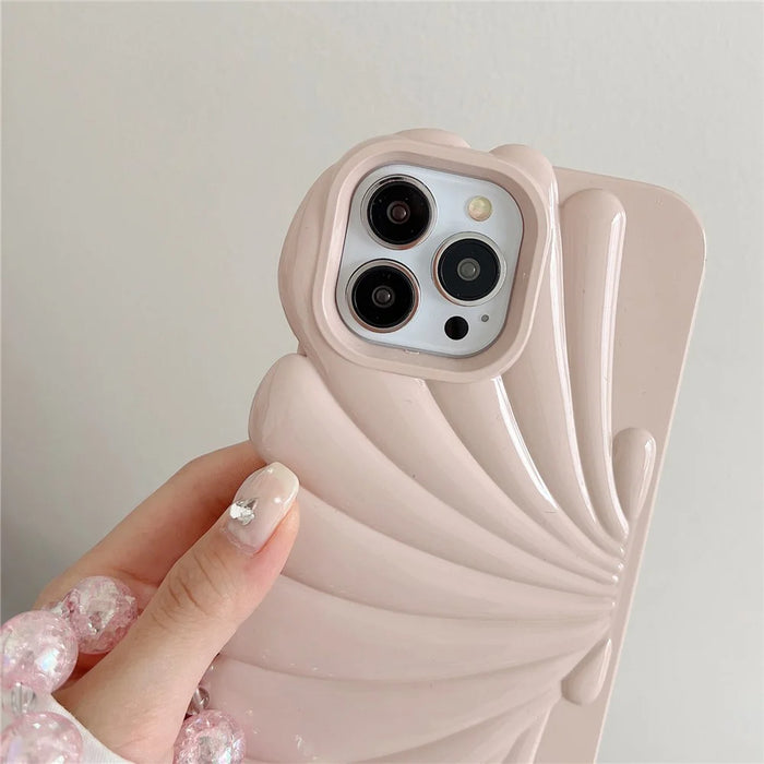 For iPhone 13 Pro Case Seashell Shape Glossy TPU Phone Cover with Bracelet Chain - Pink - 2