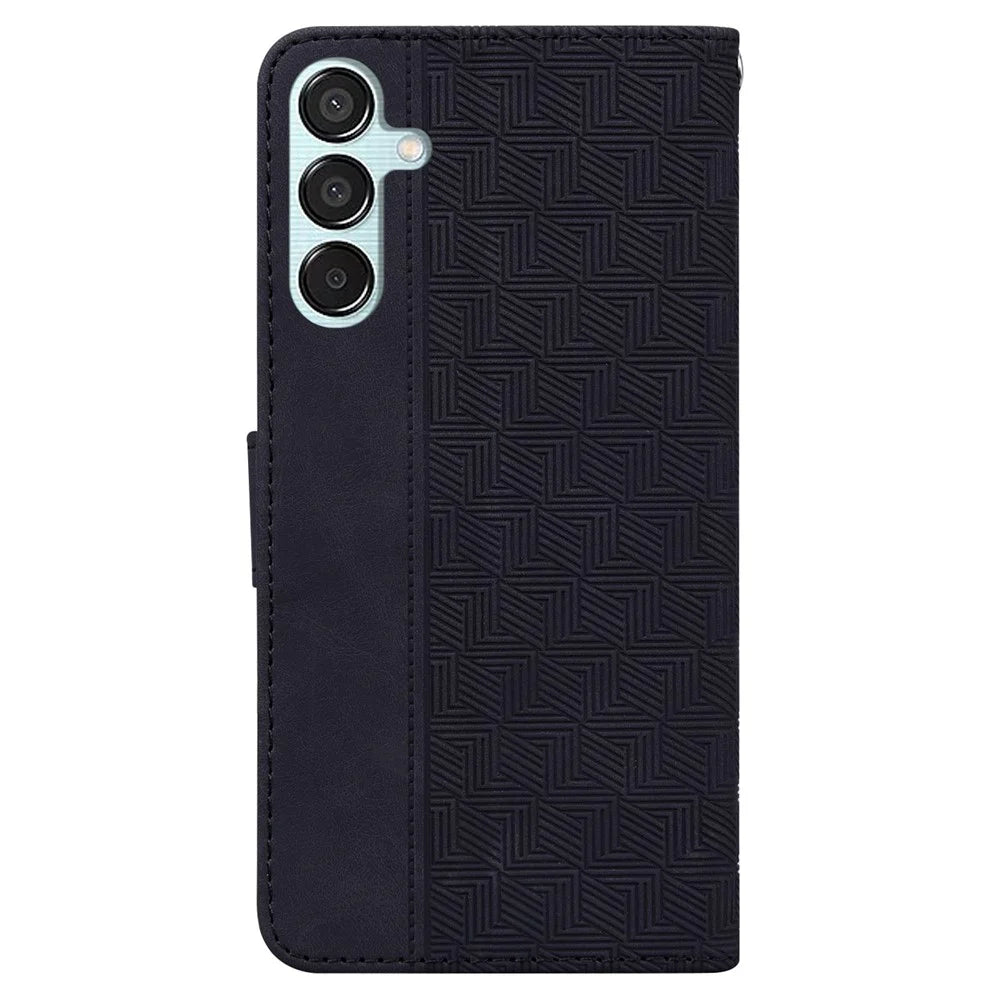 For Samsung Galaxy M15 5G / F15 5G Case PU Leather Geometry Flip Wallet Phone Cover - Black - 7