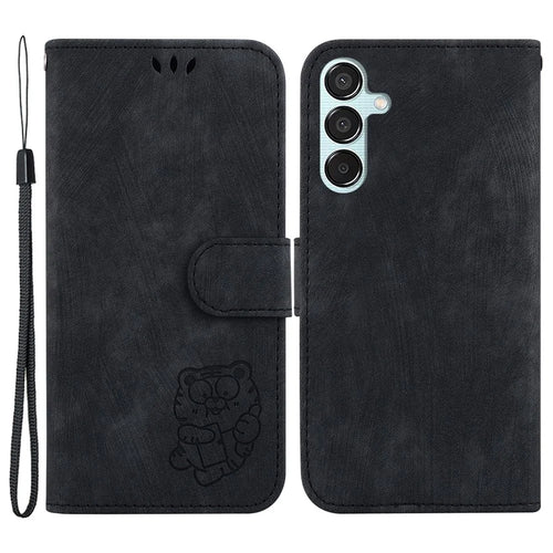 For Samsung Galaxy M15 5G / F15 5G Case Cute Tiger Pattern Flip Leather Phone Cover - Black - 1