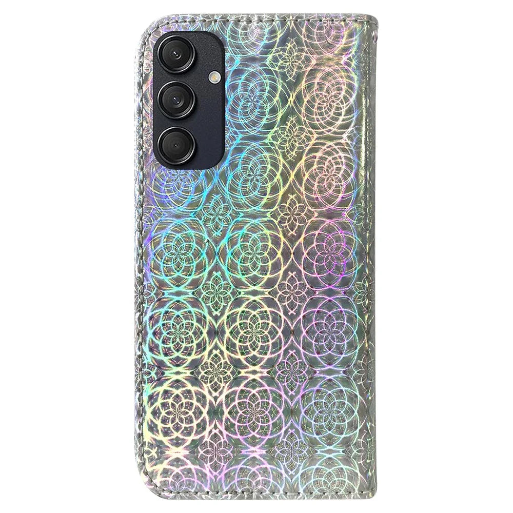 For Samsung Galaxy M55 5G / C55 5G / F55 5G Case Dazzling Flower Magnetic Clasp Leather Cover - Grey - 7