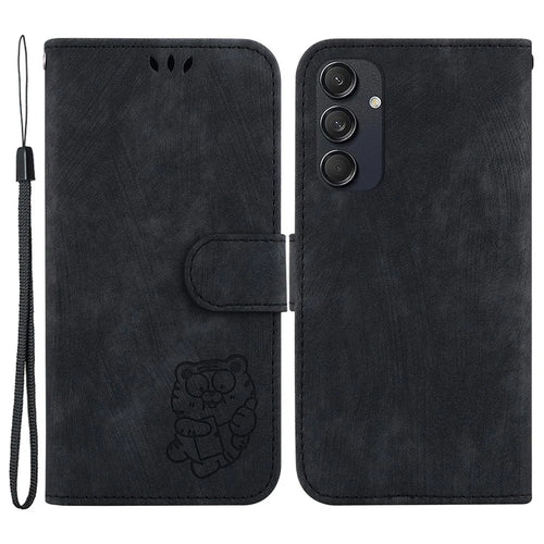 For Samsung Galaxy M55 5G / C55 5G / F55 5G Case Wallet Little Tiger Imprinted Leather Phone Cover - Black - 1