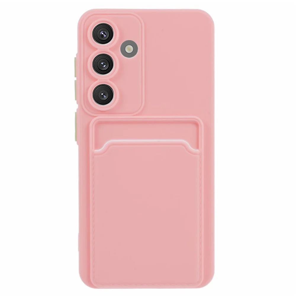 For Samsung Galaxy A05s 4G Case Card Holder Mobile Phone TPU Back Cover - Pink - 1