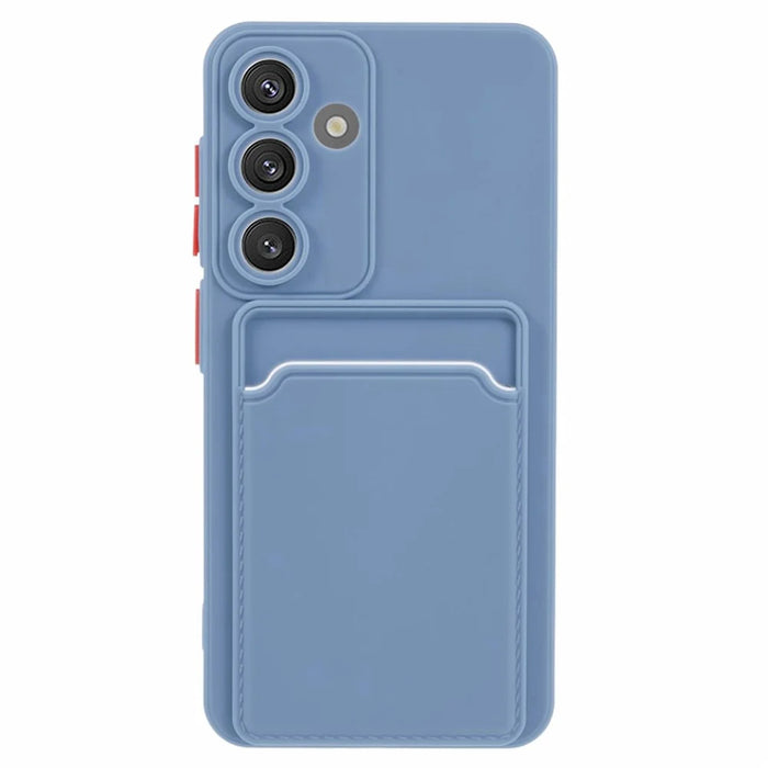 For Samsung Galaxy A15 5G Case Card Holder TPU Mobile Phone Cover - Blue - 1