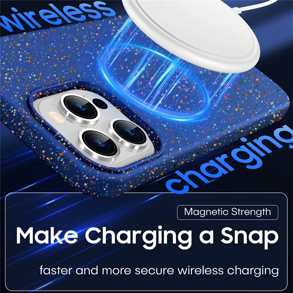 For iPhone 13 Pro Cases Colorful Frosted Hard PC Phone Cover Compatible with MagSafe - White - 6