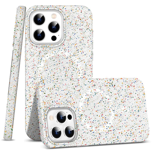 For iPhone 12 Pro Max Matte Case Colorful Spots Hard PC Phone Cover Compatible with MagSafe - White - 1