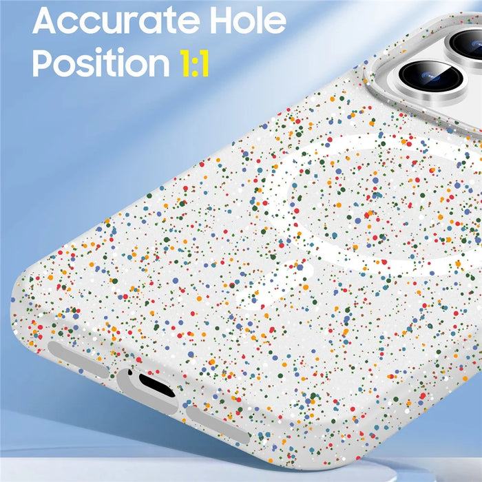 For iPhone 12 Pro Max Matte Case Colorful Spots Hard PC Phone Cover Compatible with MagSafe - White - 3