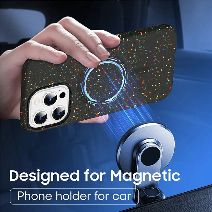 For iPhone 12 Pro Max Matte Case Colorful Spots Hard PC Phone Cover Compatible with MagSafe - White - 4