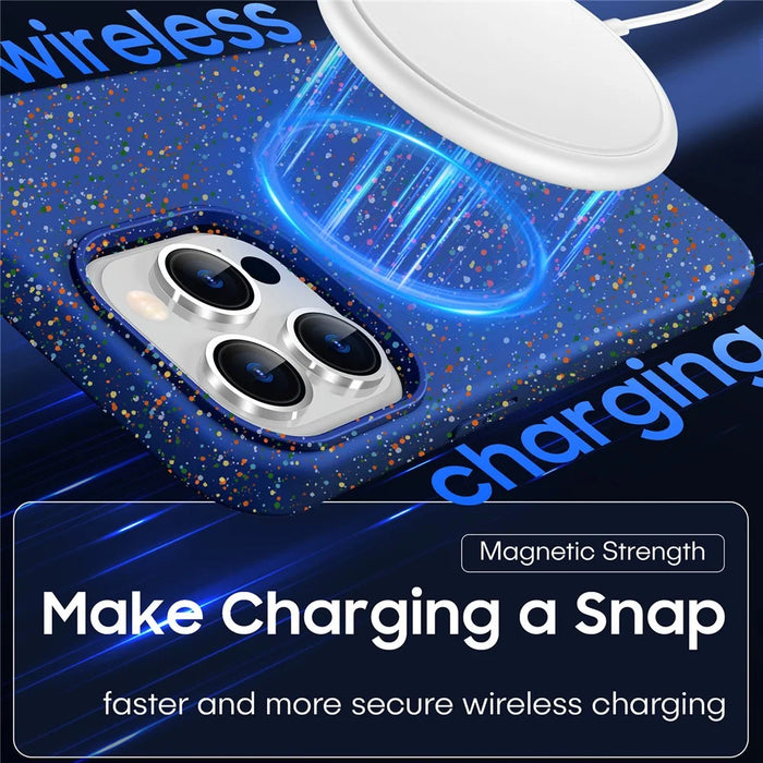 For iPhone 12 Pro Max Matte Case Colorful Spots Hard PC Phone Cover Compatible with MagSafe - White - 6