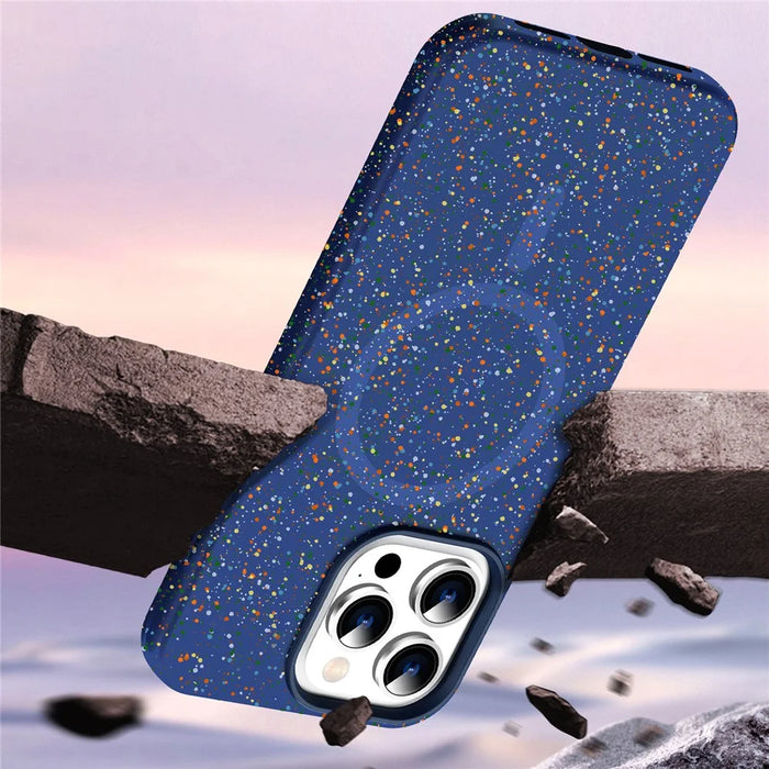 For iPhone 15 Pro Magnetic Phone Case Colorful Spots Matte Hard PC Back Cover - White - 7