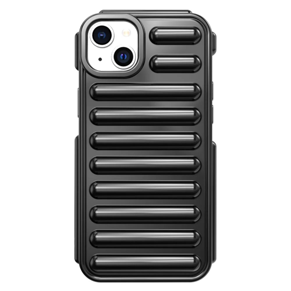 Capsule Series for iPhone 14 Case Internal Groove Design TPU Phone Cover - Black - 1