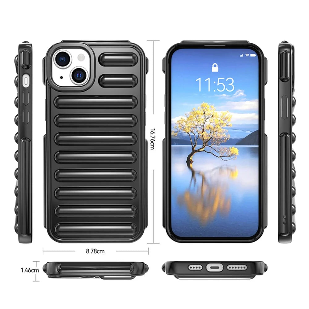 Capsule Series for iPhone 14 Plus Case Anti-Drop Ribbed TPU Phone Cover - Black - 7
