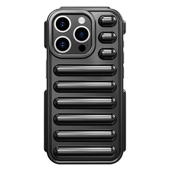 Capsule Series for iPhone 14 Pro Max Case Ribbed Shock Absorption TPU Phone Cover - Black - 1