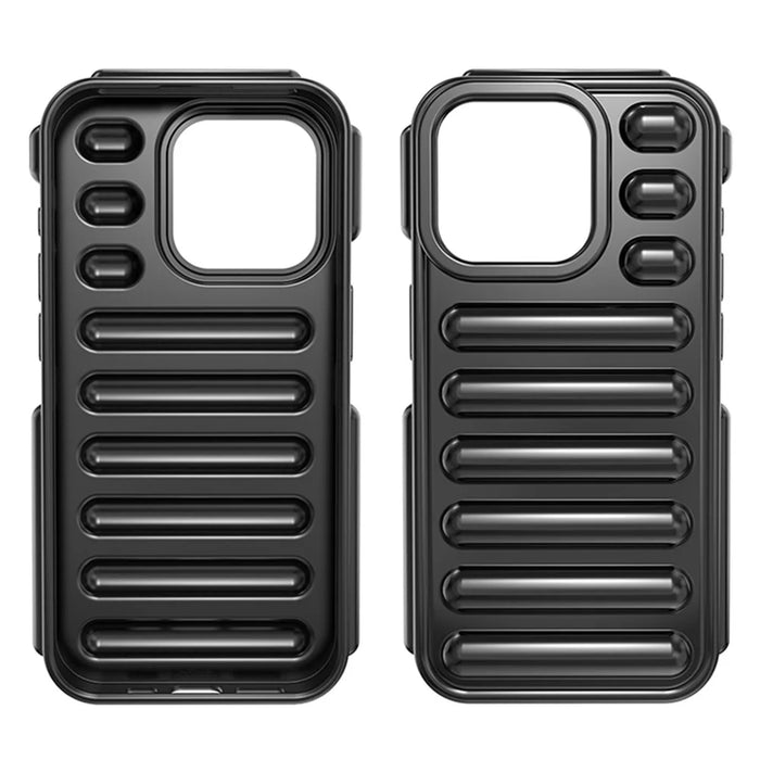 Capsule Series for iPhone 14 Pro Max Case Ribbed Shock Absorption TPU Phone Cover - Black - 4