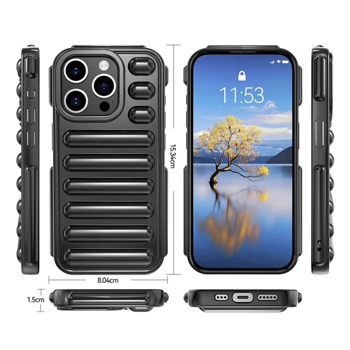 Capsule Series for iPhone 14 Pro Max Case Ribbed Shock Absorption TPU Phone Cover - Black - 7