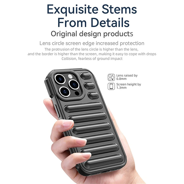 Capsule Series for iPhone 15 Pro TPU Case Ribbed Shockproof Phone Cover - Black - 2