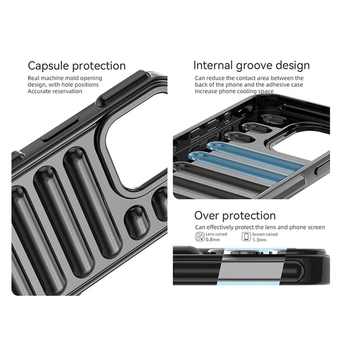 Capsule Series for iPhone 15 Pro TPU Case Ribbed Shockproof Phone Cover - Black - 3