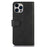For iPhone 16 Pro Max Case PU Leather Cowhide Texture Folio Flip Phone Cover - Black - 7