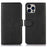 For iPhone 16 Pro Case Cowhide Texture Leather Wallet Phone Leather Cover - Black - 1