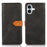 KHAZNEH For iPhone 16 Case PU Leather Phone Cover with Golden Magnetic Clasp Decor - Black - 1
