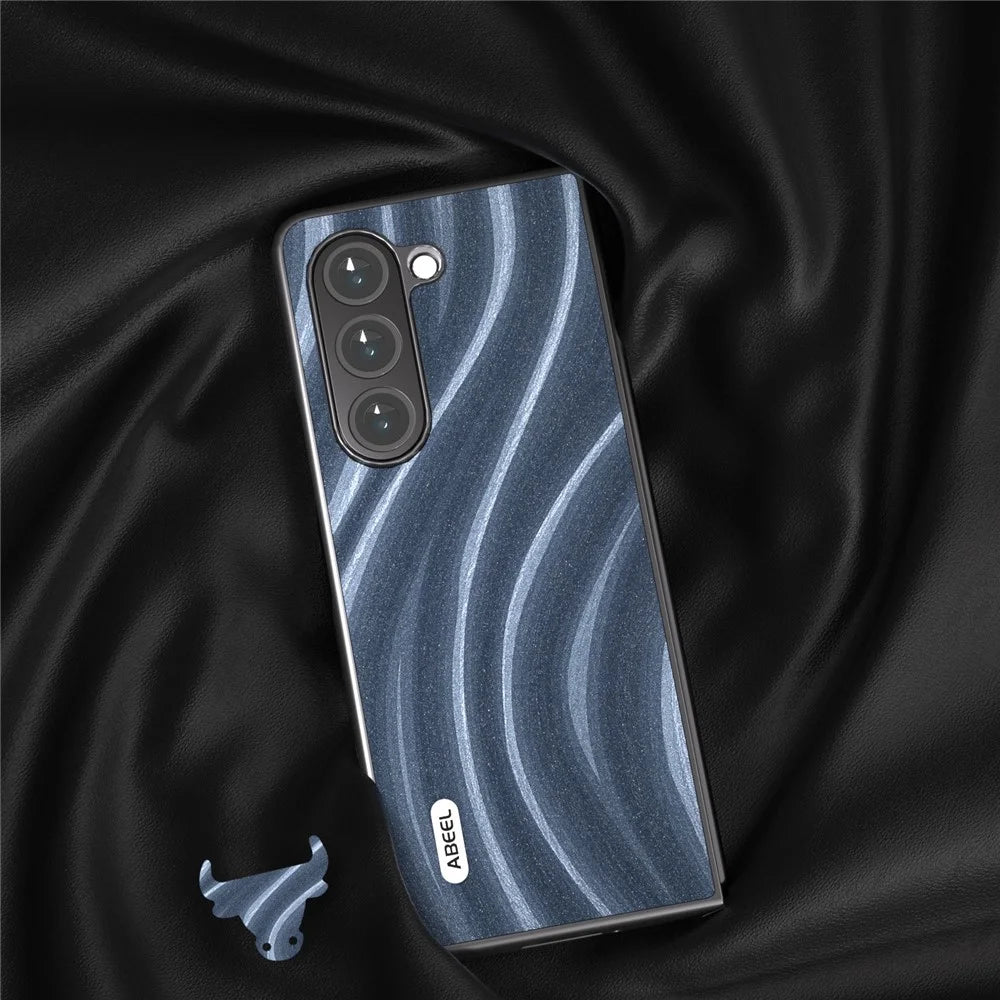 ABEEL Milky Way Series For Samsung Galaxy Z Fold6 5G Case PU Leather Coated Hard PC Phone Cover - Blue - 3