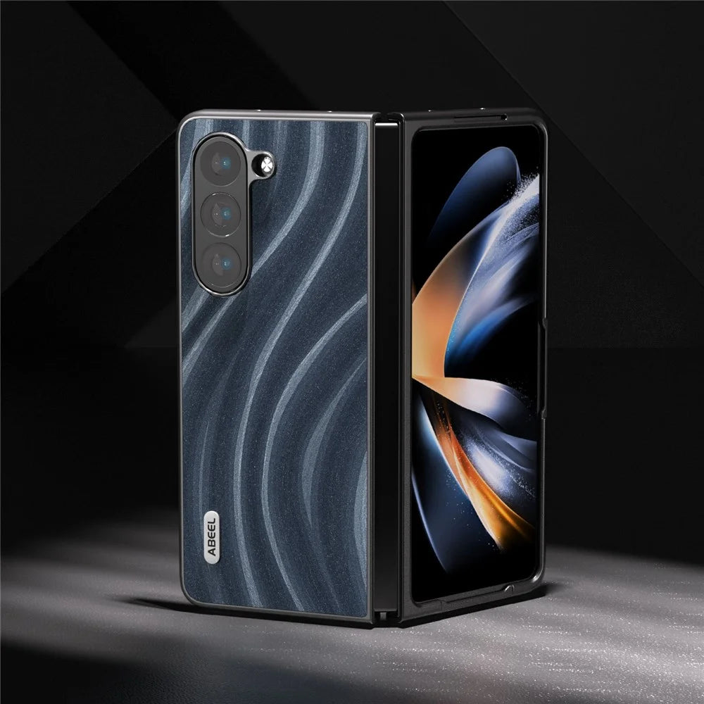 ABEEL Milky Way Series For Samsung Galaxy Z Fold6 5G Case PU Leather Coated Hard PC Phone Cover - Blue - 4