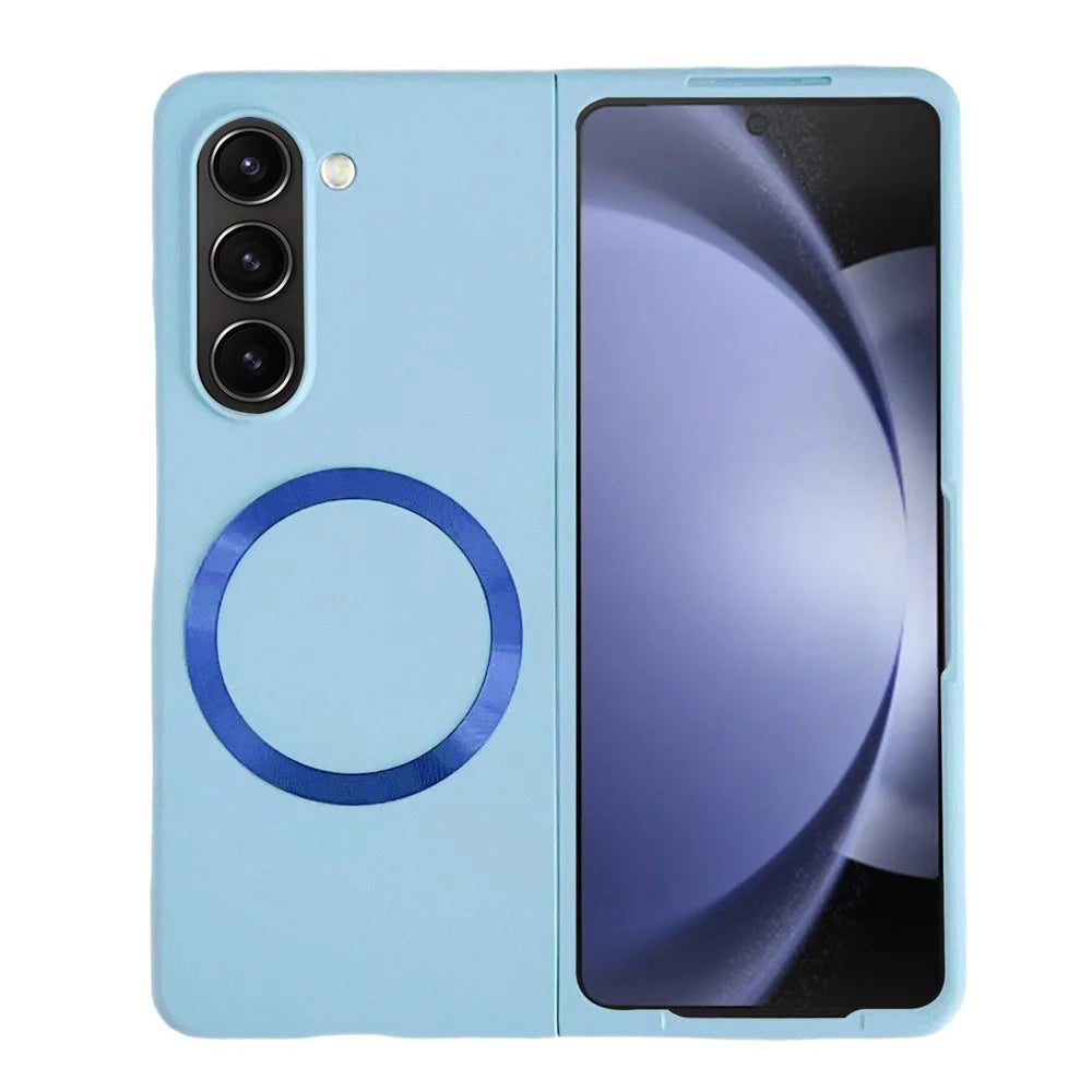 For Samsung Galaxy Z Fold6 5G Magnetic Case Skin-Touch PC Hard Phone Cover - Baby Blue - 1