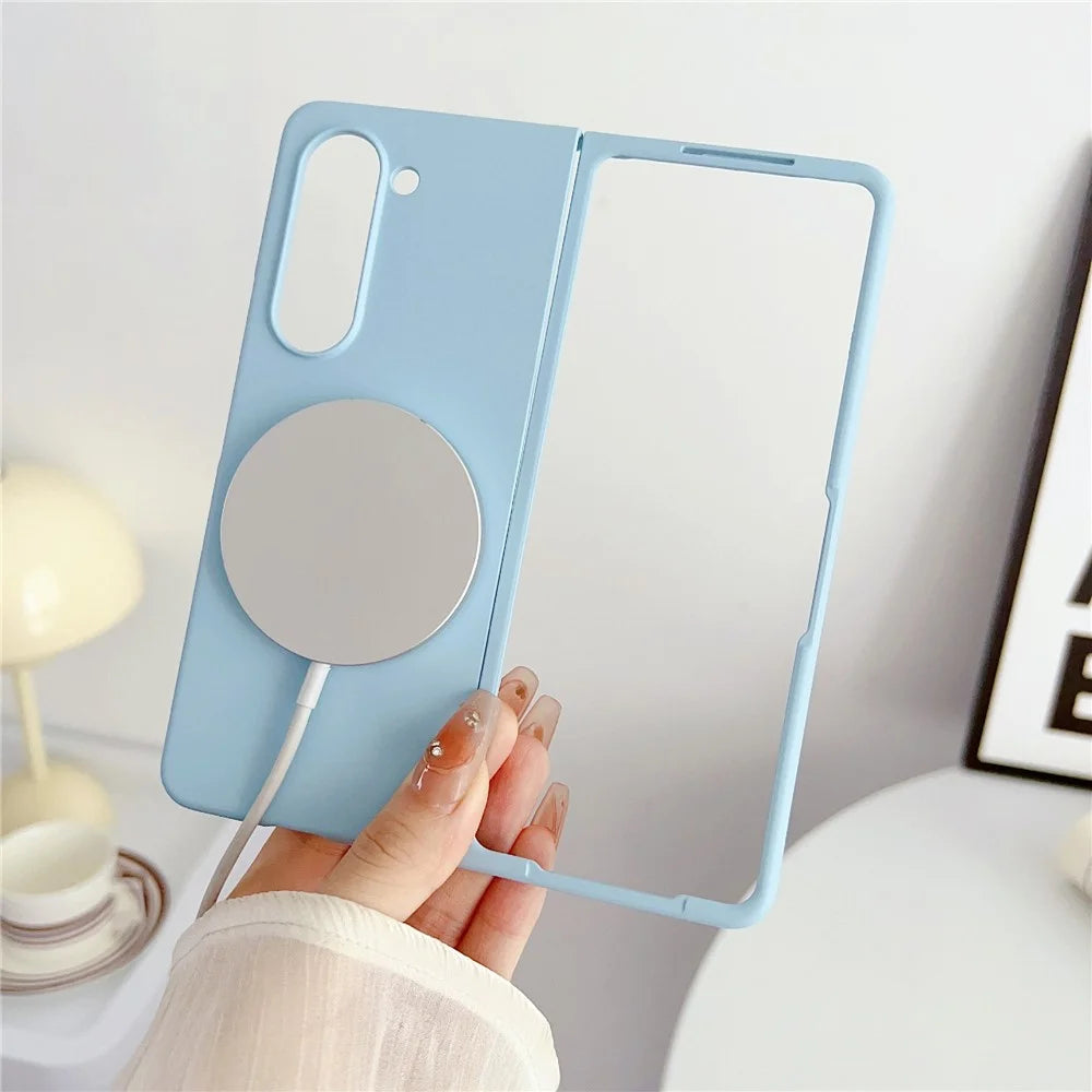 For Samsung Galaxy Z Fold6 5G Magnetic Case Skin-Touch PC Hard Phone Cover - Baby Blue - 2