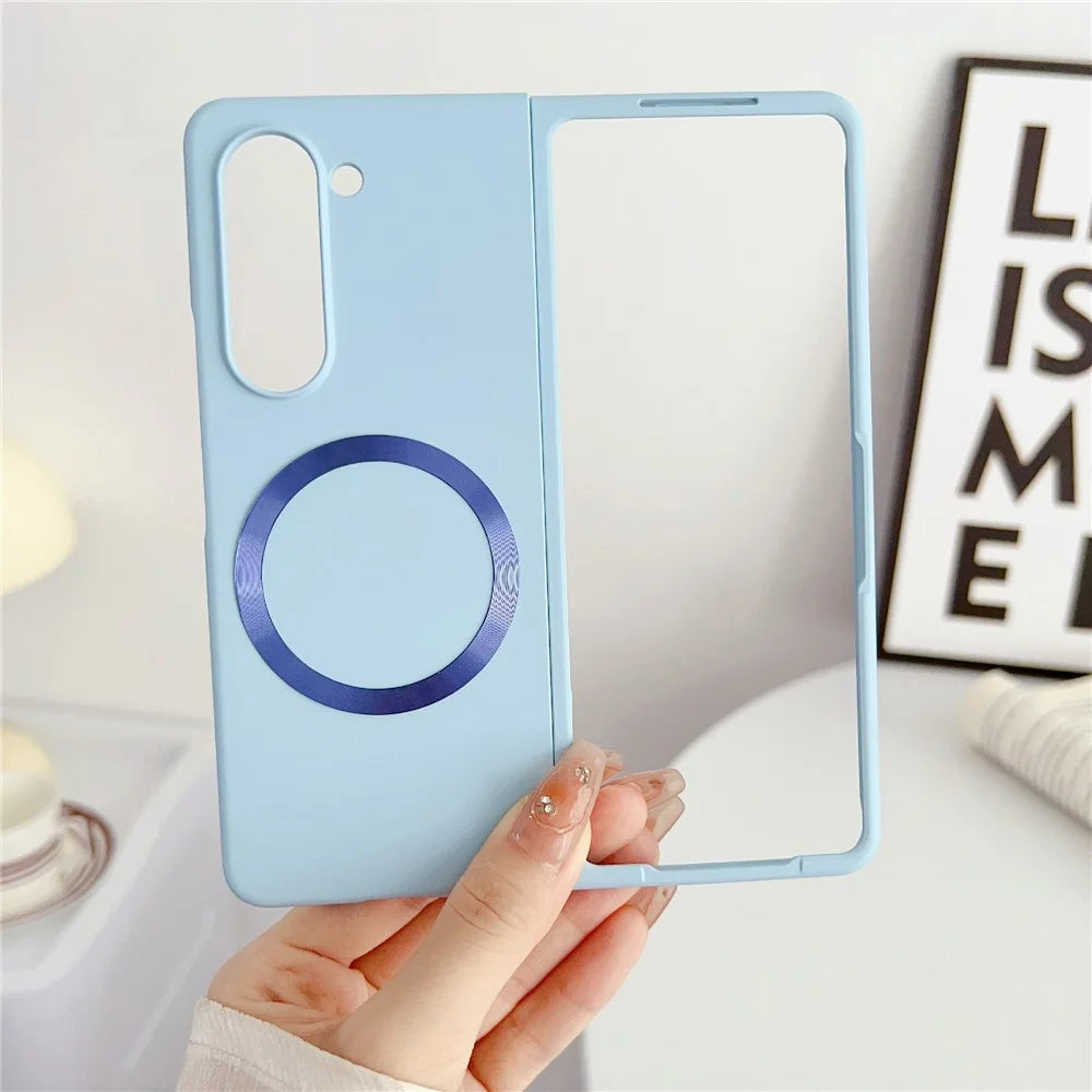 For Samsung Galaxy Z Fold6 5G Magnetic Case Skin-Touch PC Hard Phone Cover - Baby Blue - 3