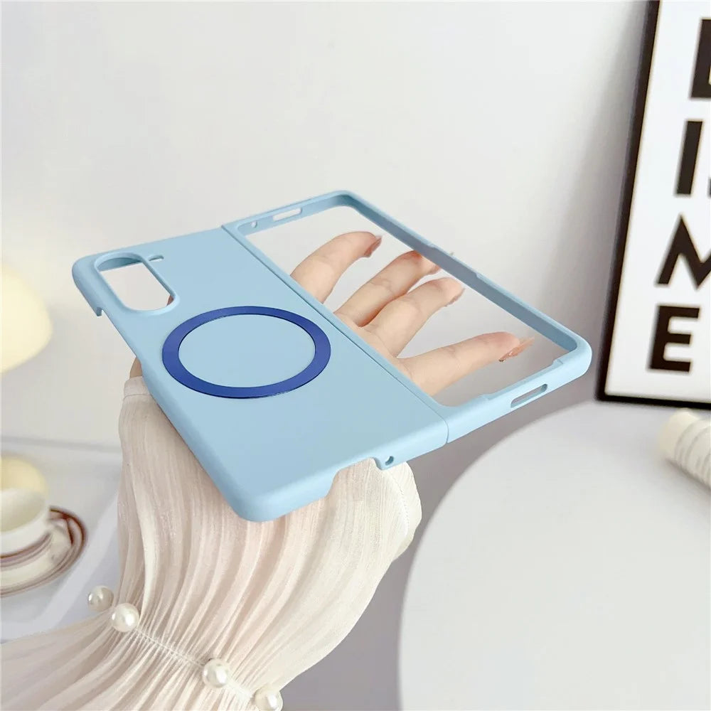 For Samsung Galaxy Z Fold6 5G Magnetic Case Skin-Touch PC Hard Phone Cover - Baby Blue - 5