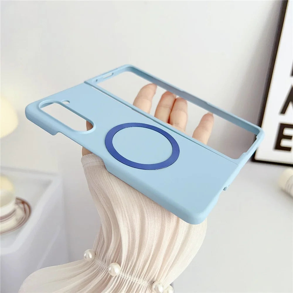 For Samsung Galaxy Z Fold6 5G Magnetic Case Skin-Touch PC Hard Phone Cover - Baby Blue - 6