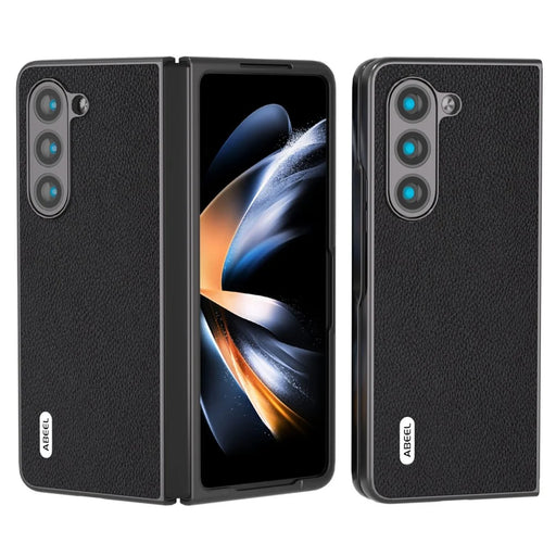 ABEEL For Samsung Galaxy Z Fold6 5G Case Litchi Texture Cowhide Leather+PC Phone Cover - Black - 1
