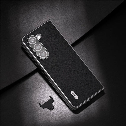ABEEL For Samsung Galaxy Z Fold6 5G Case Litchi Texture Cowhide Leather+PC Phone Cover - Black - 2