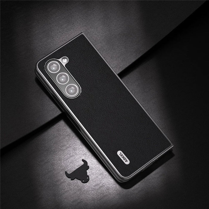 ABEEL For Samsung Galaxy Z Fold6 5G Case Litchi Texture Cowhide Leather+PC Phone Cover - Black - 2