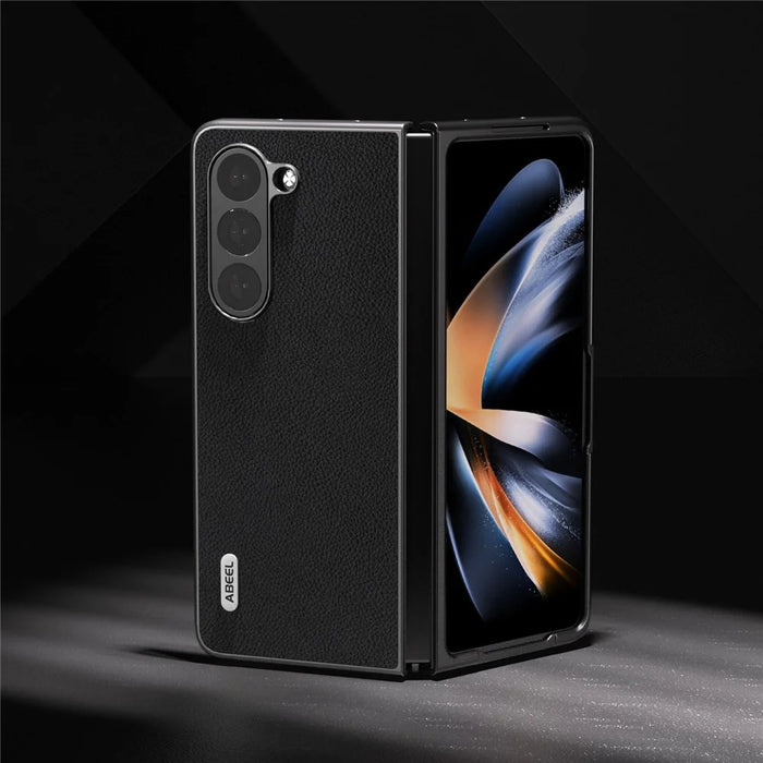 ABEEL For Samsung Galaxy Z Fold6 5G Case Litchi Texture Cowhide Leather+PC Phone Cover - Black - 4
