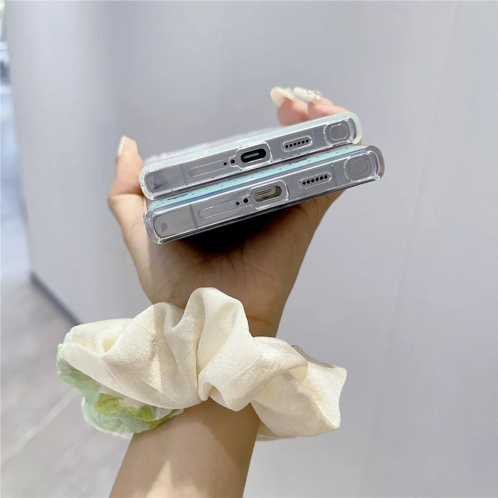 For Samsung Galaxy S23 Ultra Case Laser Effect Pattern Soft TPU Phone Cover - Heart and Bowknot - 6
