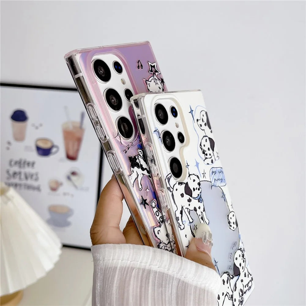 For Samsung Galaxy S23 Ultra Case Pet Dog Pattern Laser TPU Phone Cover - Pink - 5