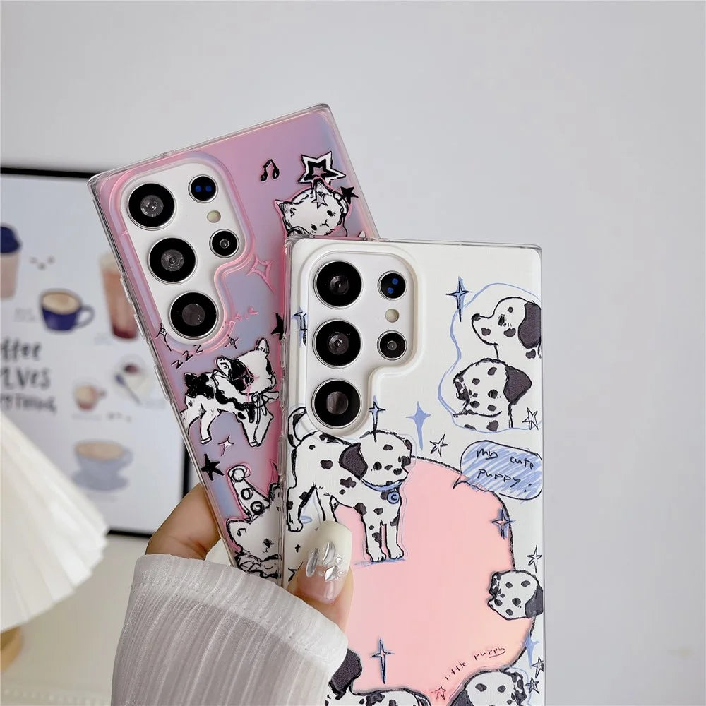 For Samsung Galaxy S23 Ultra Case Pet Dog Pattern Laser TPU Phone Cover - Pink - 6