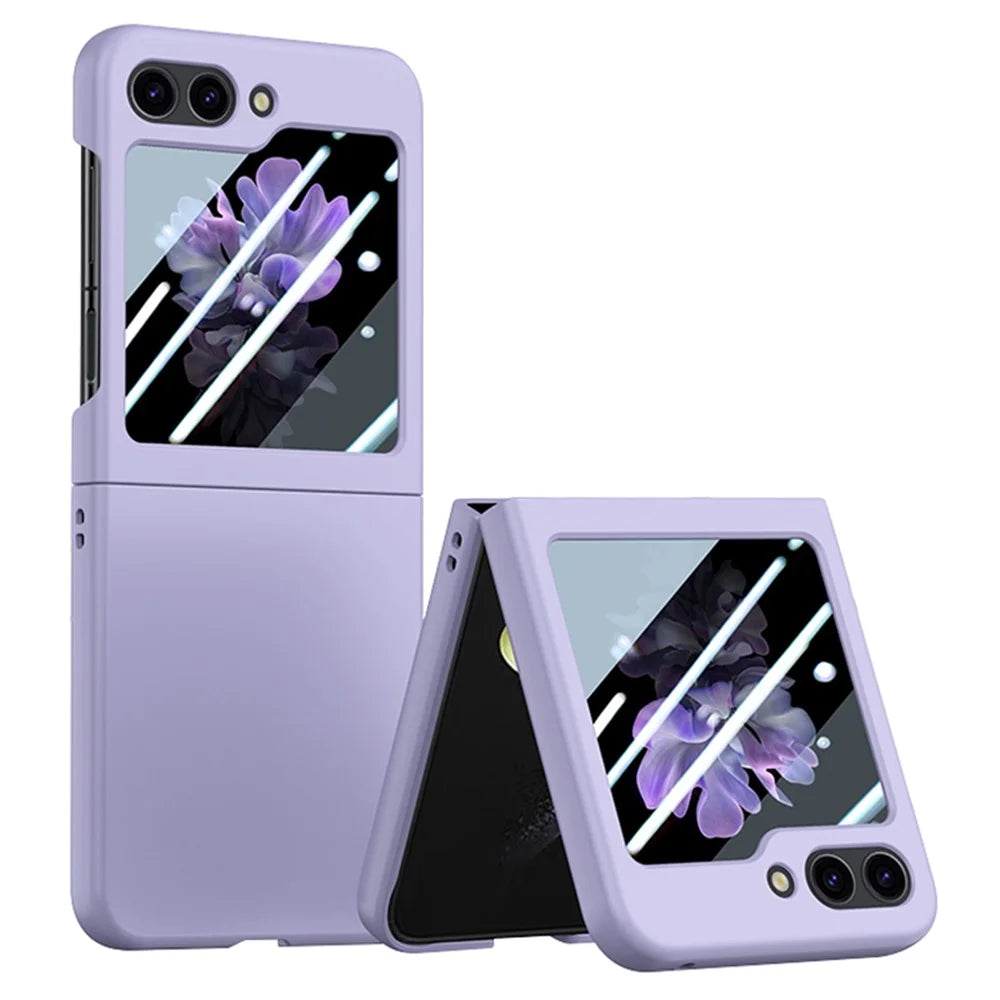 For Samsung Galaxy Z Flip7 FE 5G / Z Flip6 5G Case Large Window Hard PC Phone Cover with Small Screen Film - Purple - 1