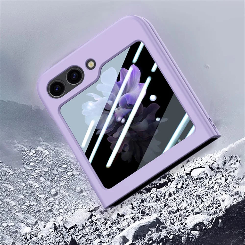For Samsung Galaxy Z Flip7 FE 5G / Z Flip6 5G Case Large Window Hard PC Phone Cover with Small Screen Film - Purple - 4