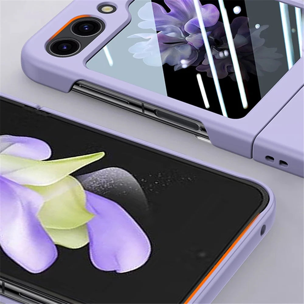 For Samsung Galaxy Z Flip7 FE 5G / Z Flip6 5G Case Large Window Hard PC Phone Cover with Small Screen Film - Purple - 5