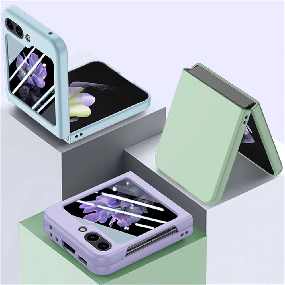 For Samsung Galaxy Z Flip7 FE 5G / Z Flip6 5G Case Large Window Hard PC Phone Cover with Small Screen Film - Purple - 6