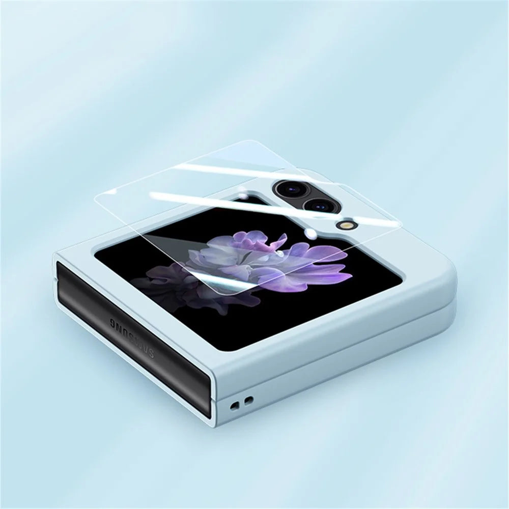 For Samsung Galaxy Z Flip7 FE 5G / Z Flip6 5G Case Large Window Hard PC Phone Cover with Small Screen Film - Purple - 7