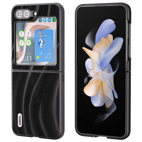 ABEEL Milky Way Series For Samsung Galaxy Z Flip7 FE 5G / Z Flip6 5G Case PU Leather Coated PC Phone Cover - Black - 1