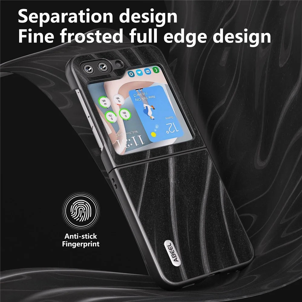 ABEEL Milky Way Series For Samsung Galaxy Z Flip7 FE 5G / Z Flip6 5G Case PU Leather Coated PC Phone Cover - Black - 4