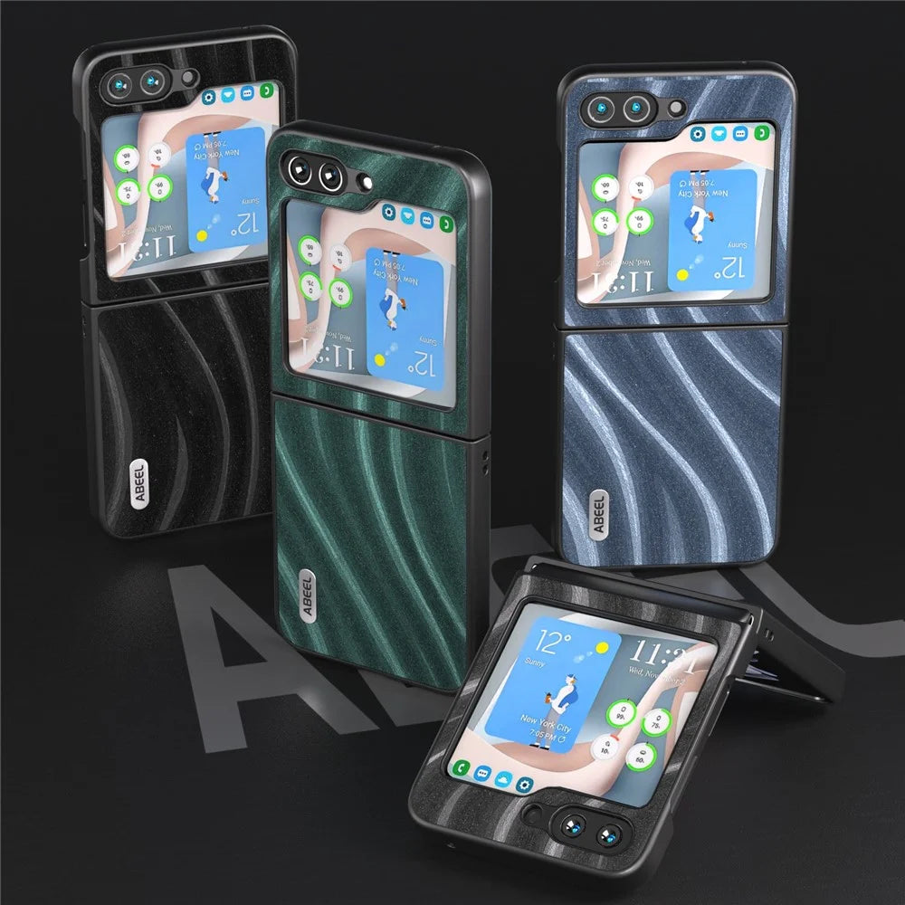 ABEEL Milky Way Series For Samsung Galaxy Z Flip7 FE 5G / Z Flip6 5G Case PU Leather Coated PC Phone Cover - Black - 5
