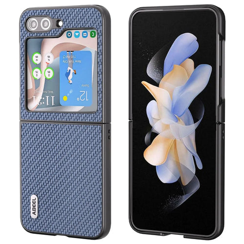 ABEEL For Samsung Galaxy Z Flip7 FE 5G / Z Flip6 5G Case Carbon Fiber Texture Phone Protective Cover - Baby Blue - 1