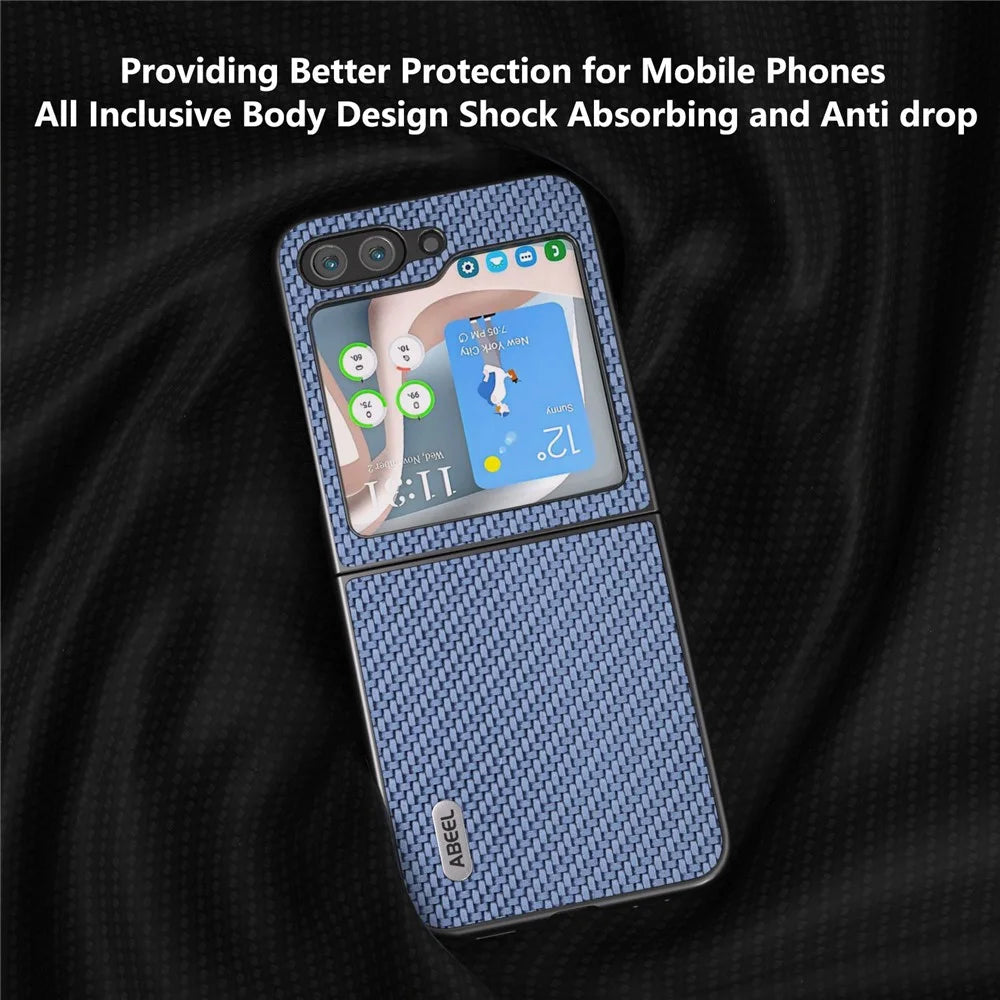 ABEEL For Samsung Galaxy Z Flip7 FE 5G / Z Flip6 5G Case Carbon Fiber Texture Phone Protective Cover - Baby Blue - 3