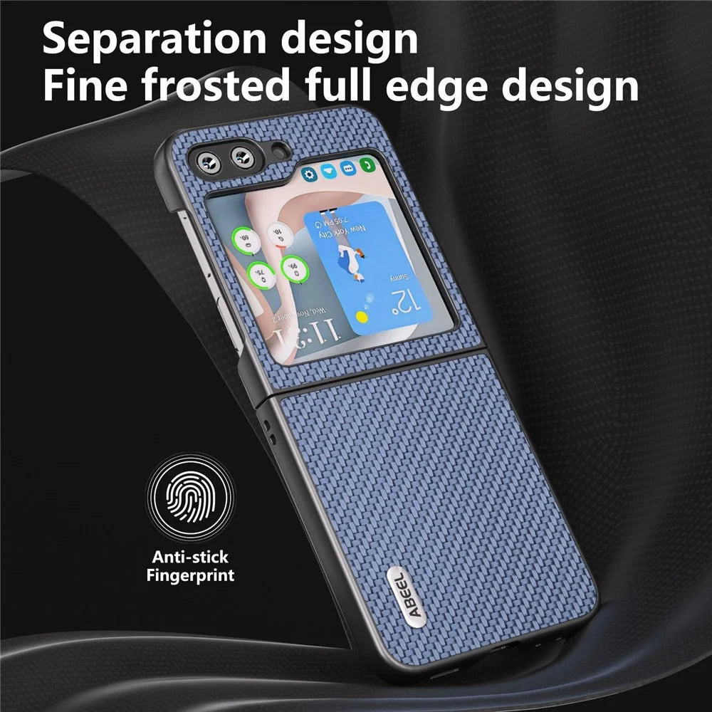 ABEEL For Samsung Galaxy Z Flip7 FE 5G / Z Flip6 5G Case Carbon Fiber Texture Phone Protective Cover - Baby Blue - 4