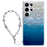 For Samsung Galaxy S23 Ultra Case Seashell Pattern TPU Shiny Phone Cover with Chain - Blue - 1